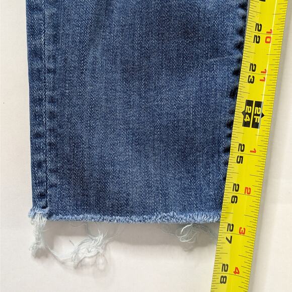 Mother Jeans Stunner Ankle Fray Graffiti Girl 27 Blue Skinny Button Fly GUC - Picture 9 of 12